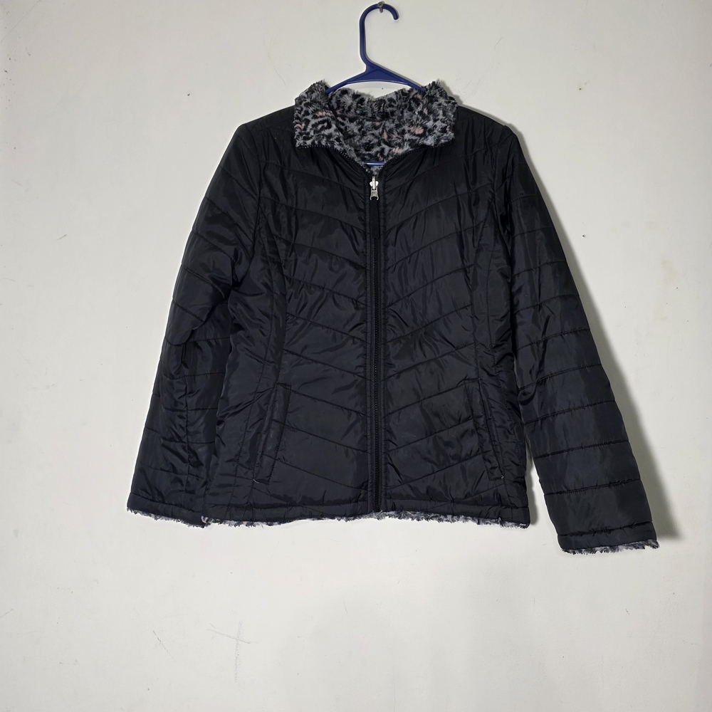 SO Black Quilted Jacket with Faux Fur Trim